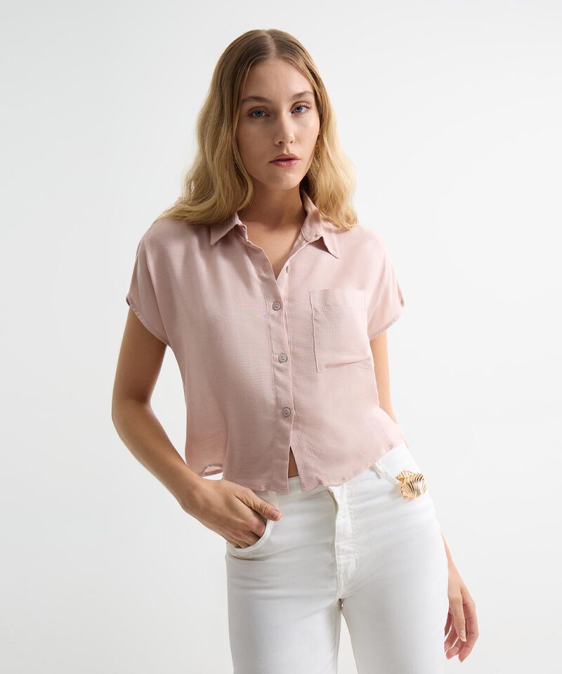 Playera Cropped con Bolsillo, Rosado, hi-res