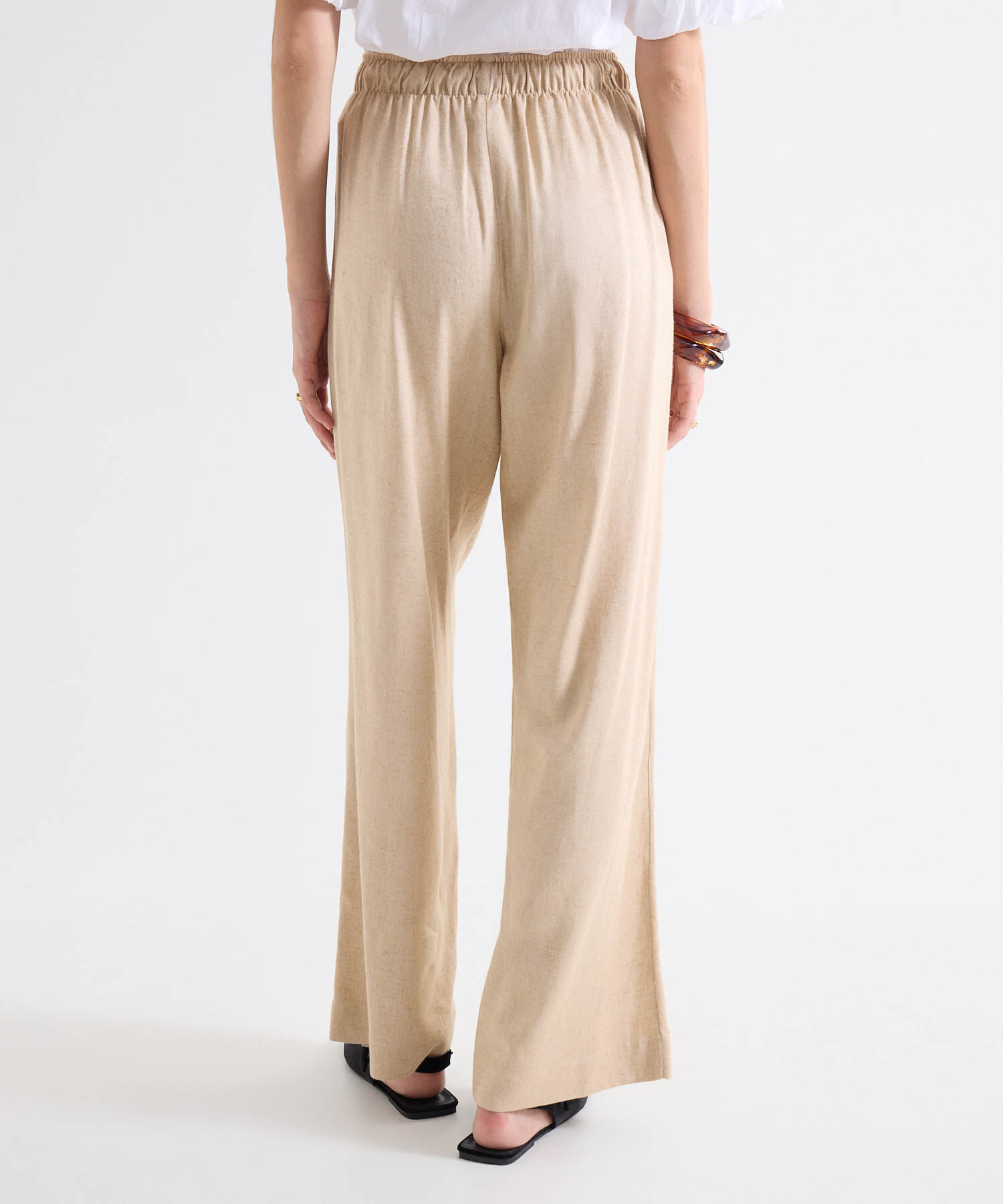 Pantal&oacute;n Fluido con Cord&oacute;n Ajustable, Beige, hi-res