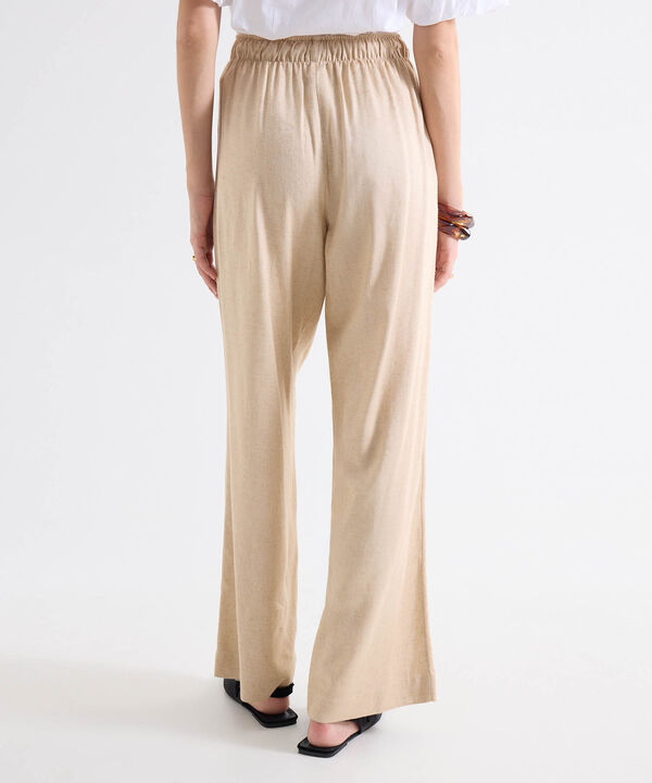 Pantal&oacute;n Fluido con Cord&oacute;n Ajustable, Beige, hi-res