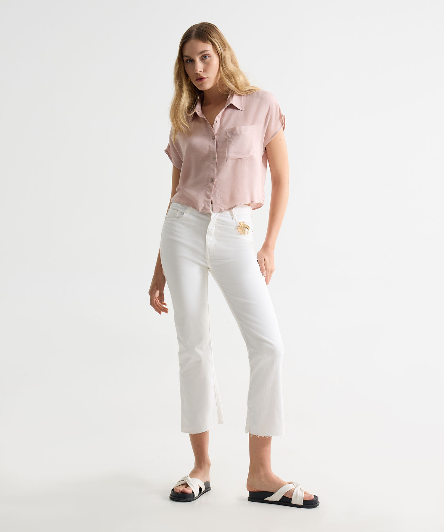 Playera Cropped con Bolsillo, Rosado, hi-res
