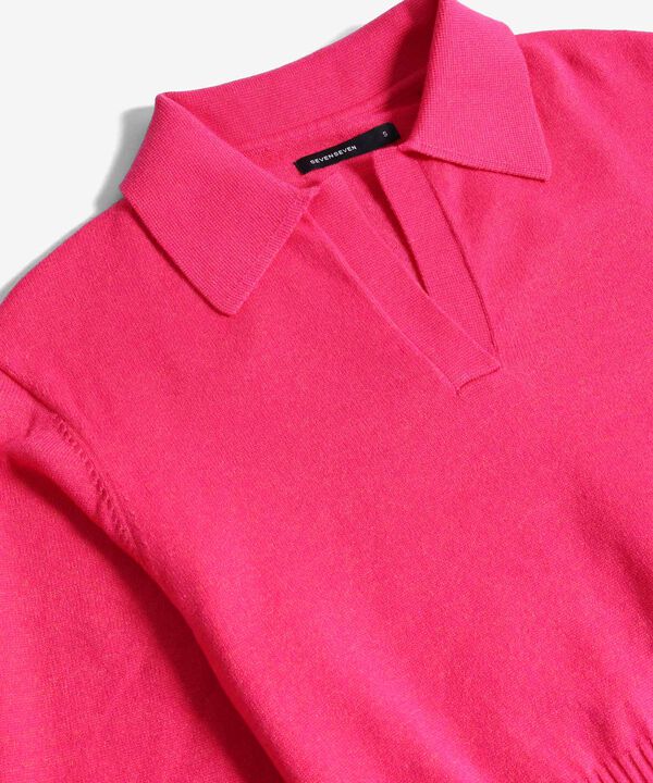 Saco Tipo Polo De Manga Larga, Fucsia, hi-res