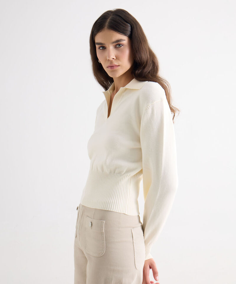 Saco Tipo Polo De Manga Larga, Beige, hi-res