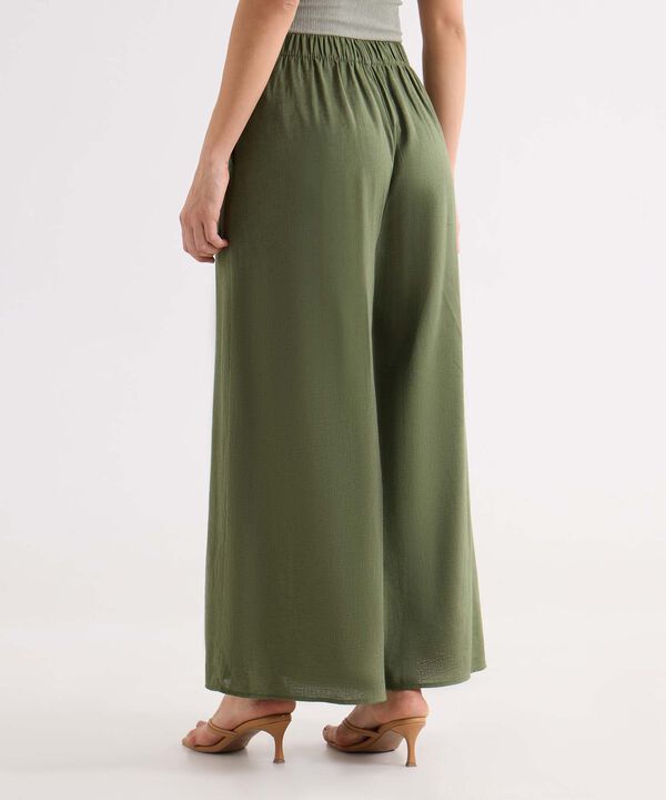 Pantal&oacute;n Palazzo con Pretina, VerdeOliva, hi-res