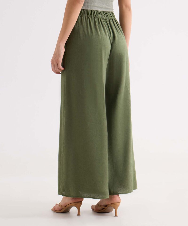 Pantal&oacute;n Palazzo con Pretina, VerdeOliva, hi-res