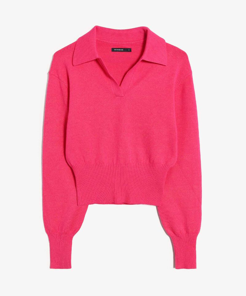 Saco Tipo Polo De Manga Larga, Fucsia, hi-res